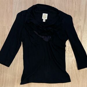 Anthropologie Ric Rac Black Ruffle Top XS